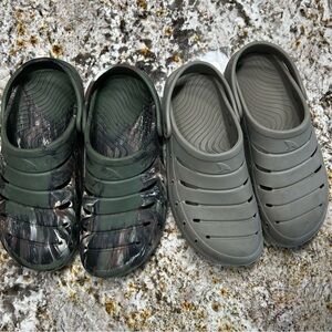 Rugged Shark Tan and Camouflage Slip-On Clogs Mens Size 10 Bundle